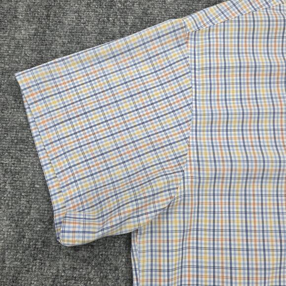 Brooks Brothers Shirt Mens Large Blue Plaid Short Sleeve Button Down Non Iron - Picture 9 of 16